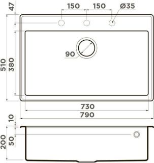 Мойка кухонная Omoikiri Tedori-79-BL чёрный